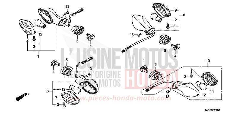 CLIGNOTANT de NC700X Boîte Méca DEGITAL SILVER METALLIC (NHA30) 2013